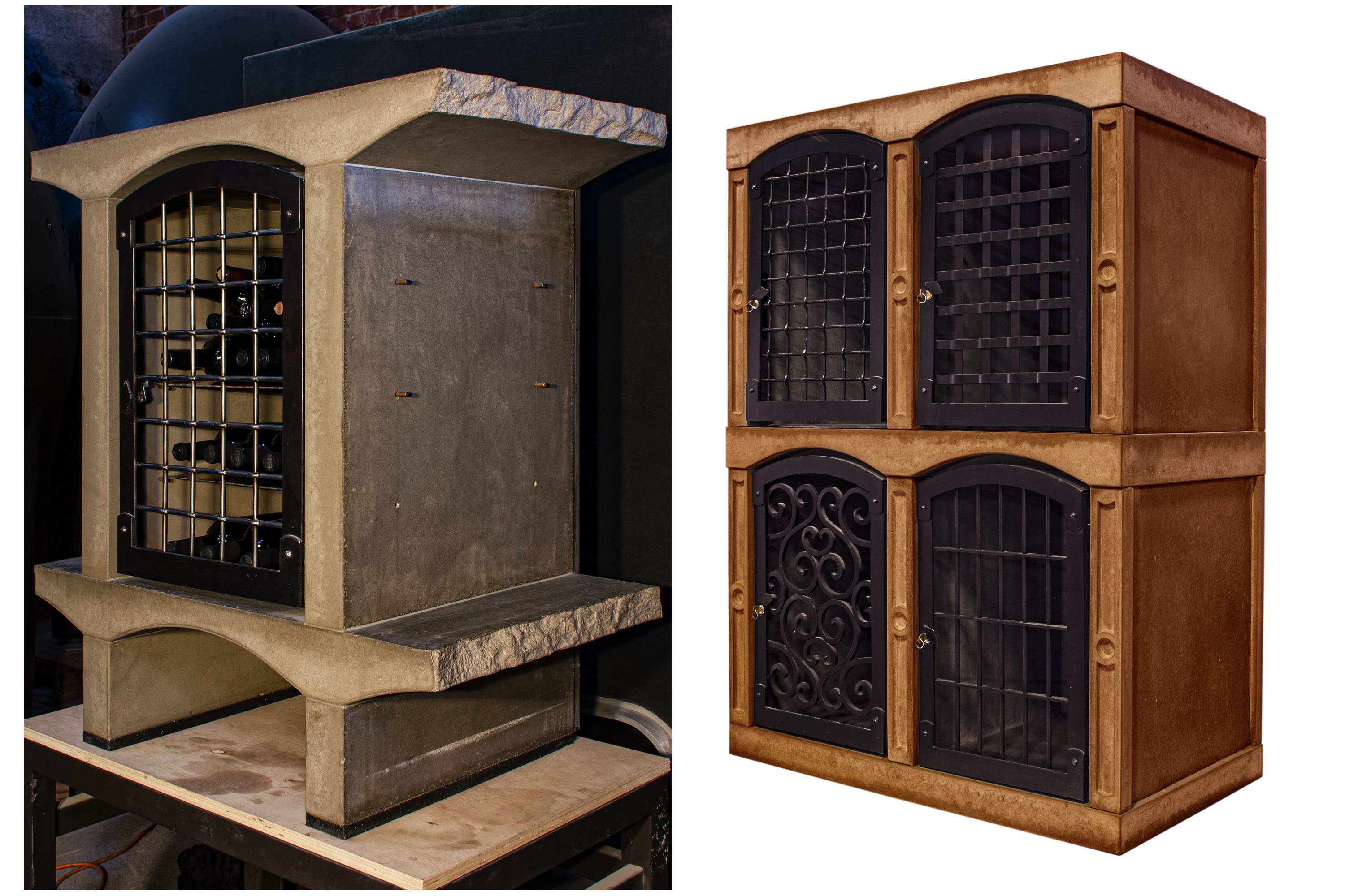 Modular Concrete Wine Lockers, Two Styles