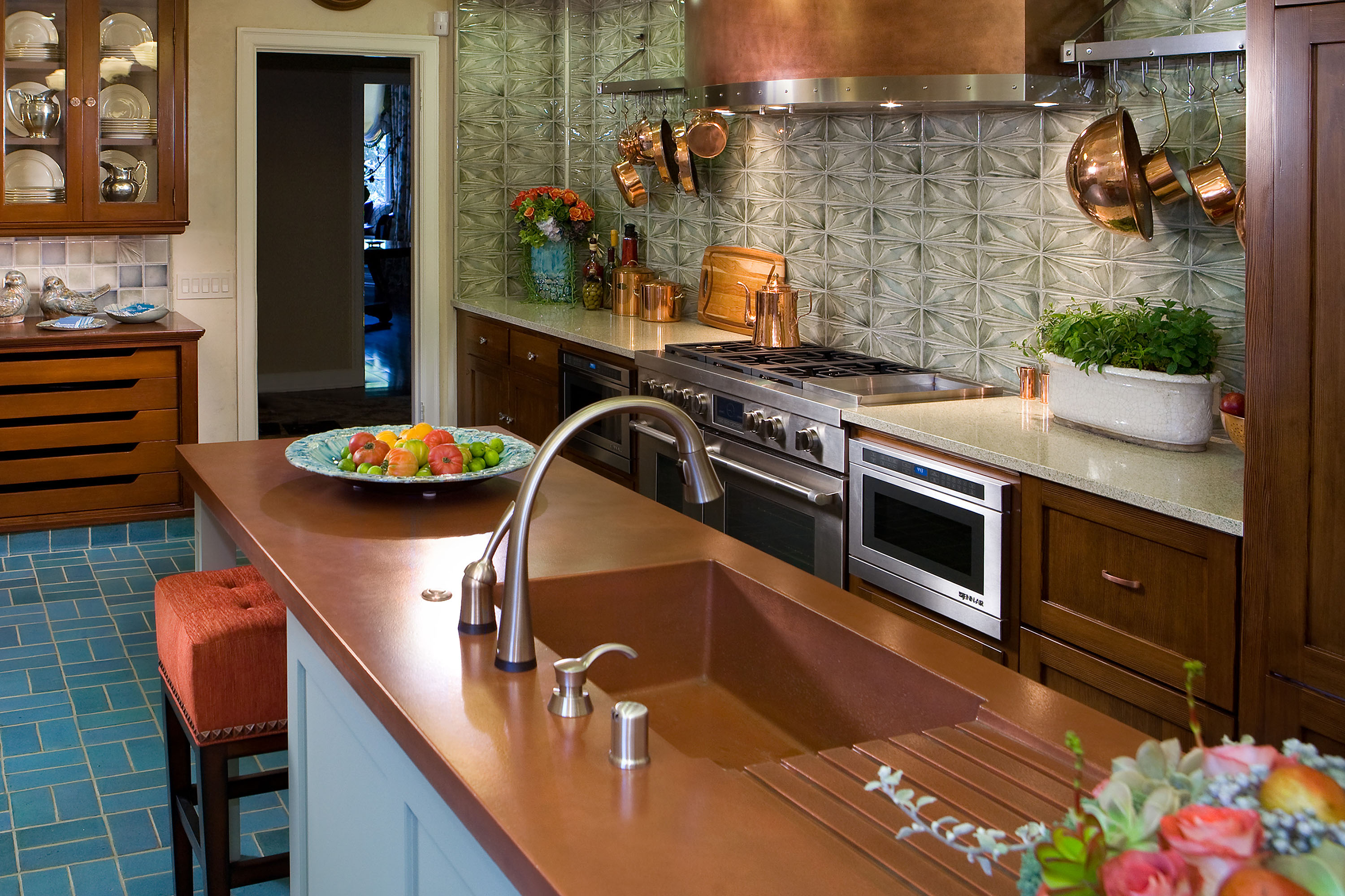 Basic Integrated Kitchen Sink, MetalCrete Copper